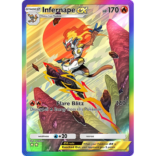infernape pokemon card ex Lost Origin V Box Set: 4 Booster Packs + promos! : Toys & Games [1] Meteor Punch (30x) Flip a coin until you get tails Infernape Ex Holographic Pokmon TCG